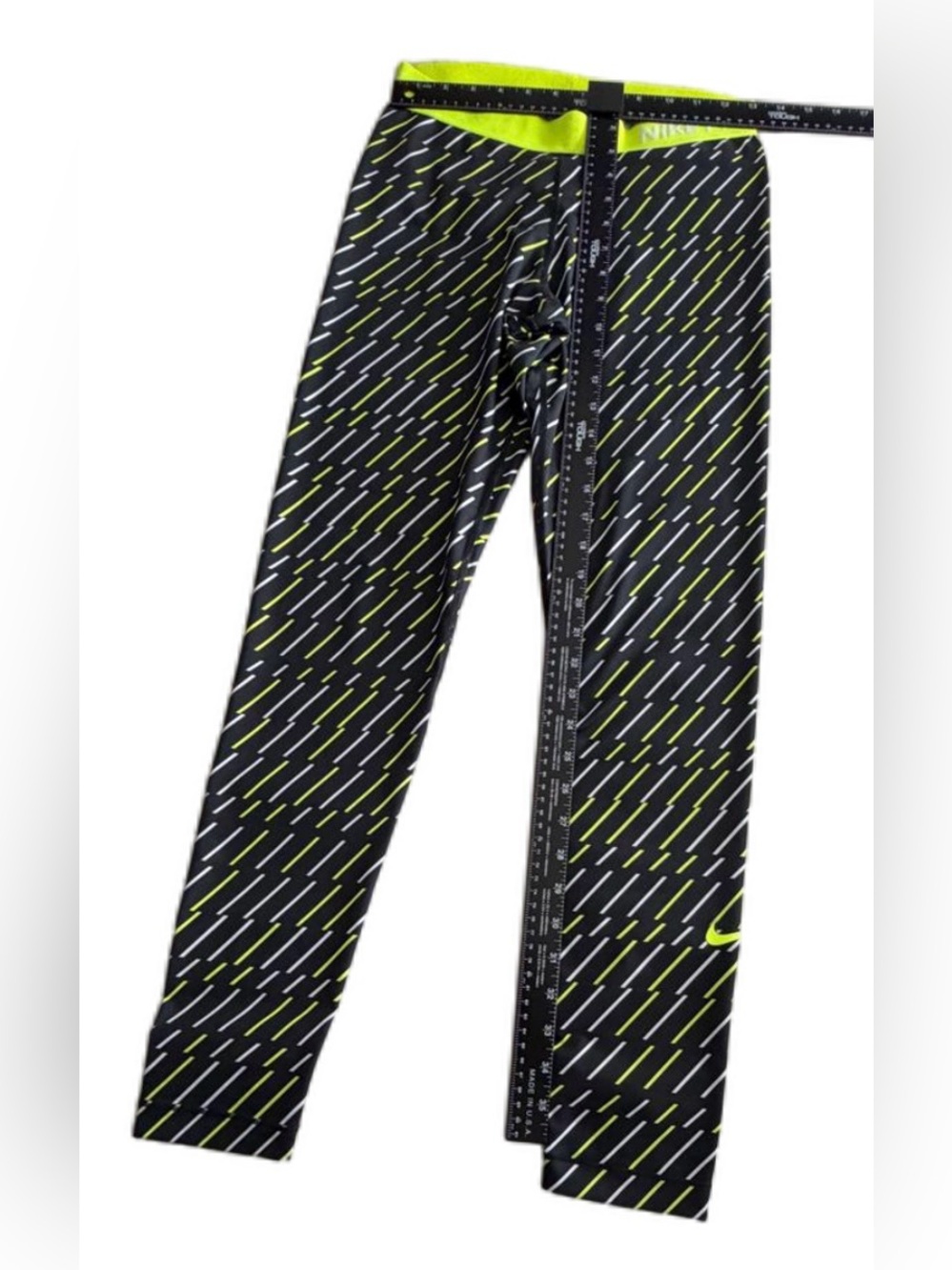 NIKE Pro Neon Yellow, Black & White Bolt Print Dri-Fit Leggings NWOTs - Picture 11 of 12